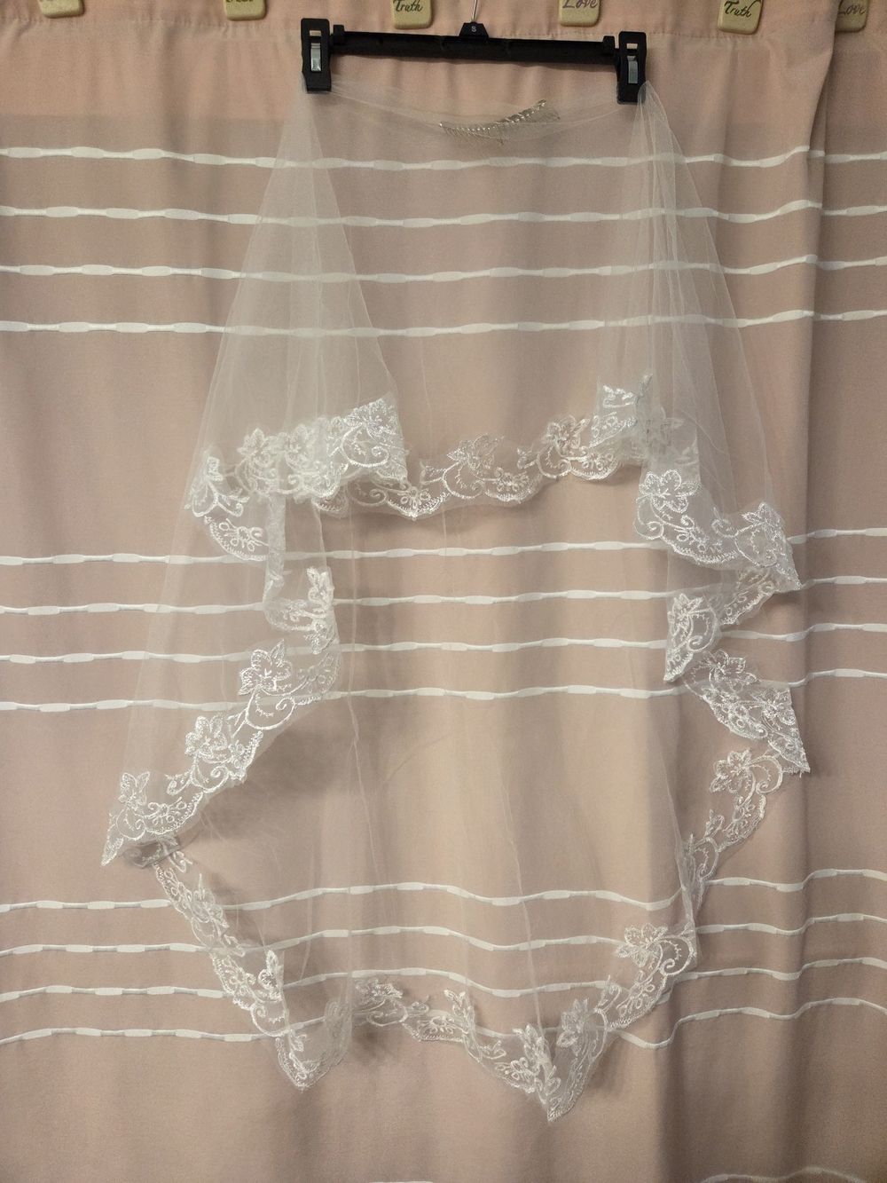 Elegant White Lace-Edged Bridal Veil